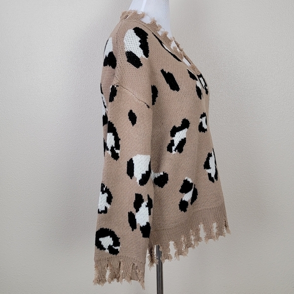 Entro Distressed Leopard Oversized Sweater S - Picture 5 of 7